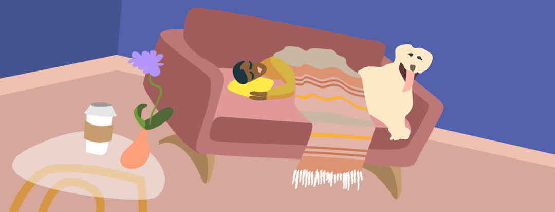 a woman napping on her couch